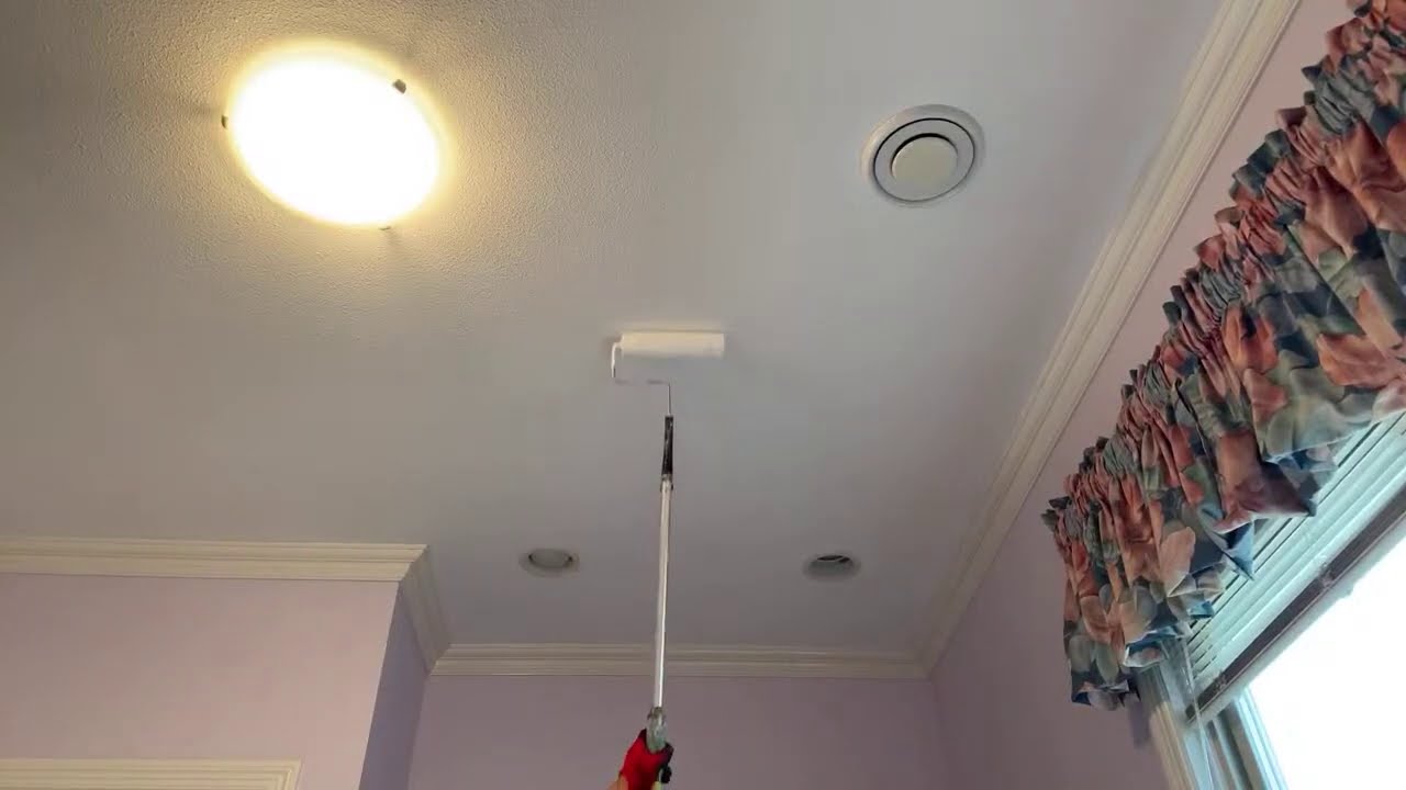现场直播：教你一个小时刷完一个房间天花的油漆，很难做到吗？如何自己动手刷天花板油漆。自己刷漆。天花板刷漆的流程。如何油漆一个房间的天花板。