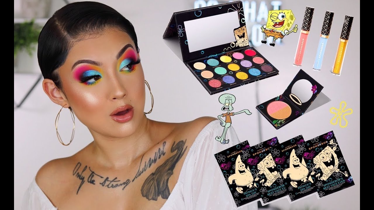 TRYING SPONGEBOB MAKEUP! | NEW Hipdot x Spongebob Collection