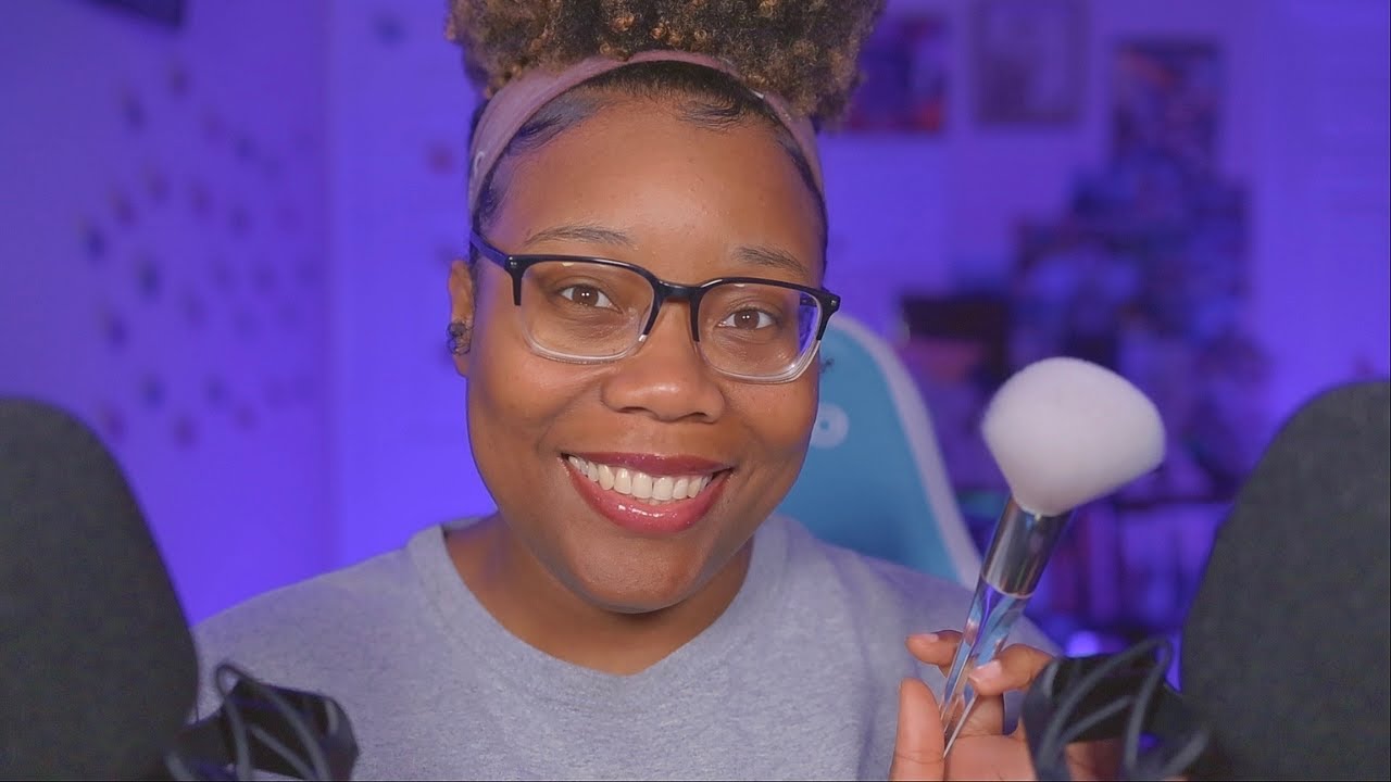 ASMR Unintelligible (Inaudible) Whisper Ramble w/ Face Brushing, Hand Movements, & Follow the Light