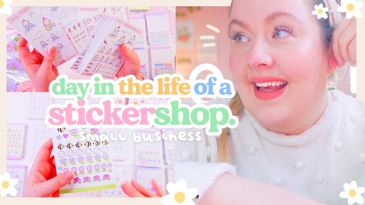DAY IN THE LIFE 🌥🌱 Running a Sticker shop ~ Unboxing 1000's of stickers! Outsourcing vs Homemade