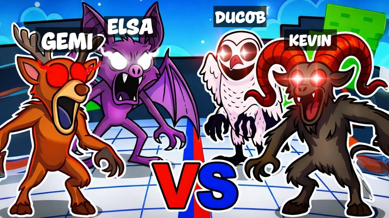 CERF vs CHOUETTE vs BÉLIER vs CHAUVE-SOURIS dans Strongest Battlegrounds…