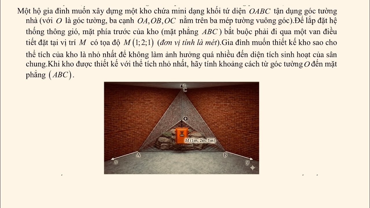 TOÁN 12 - TOÁN THỰC TẾ: Bài toán tối ưu thể tích kho mini trong góc tường