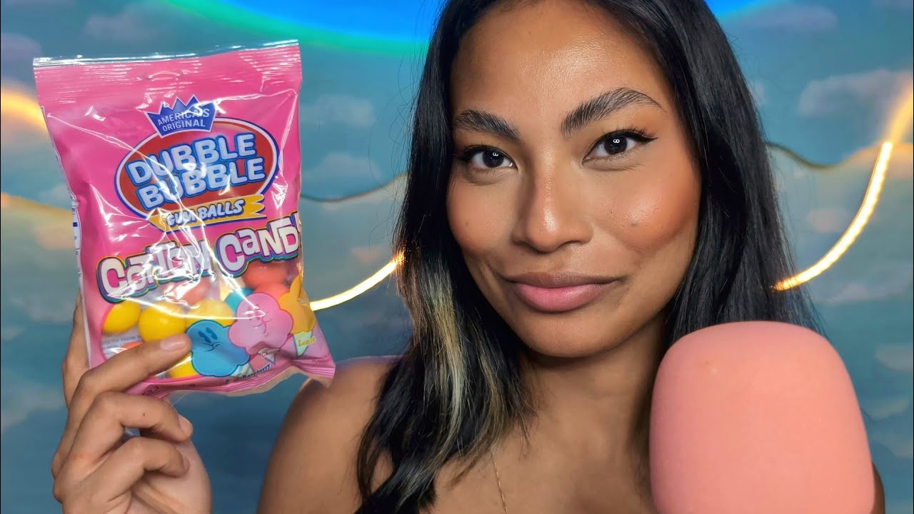 ASMR Chewing Dubble Bubble Cotton Candy Flavor Bubblegum , Super Tingly Sounds
