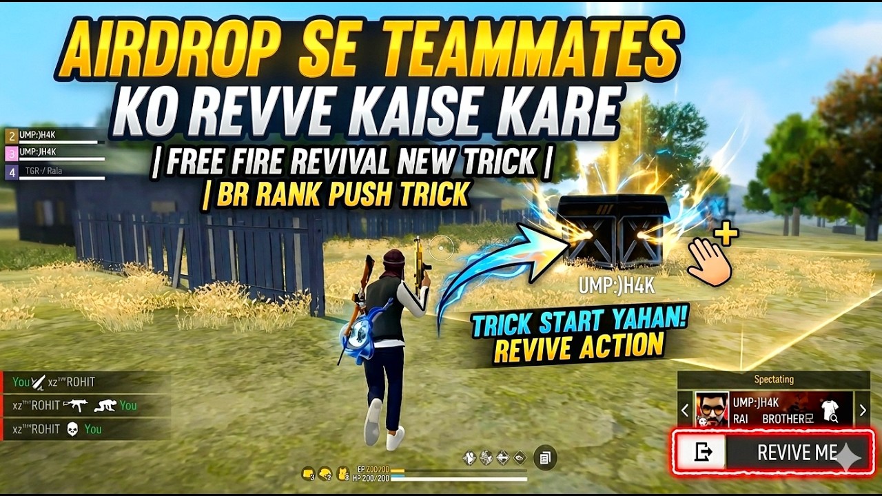 Airdrop Se Teammates Ko Revive Kaise Kare | Free Fire Revival New Trick | Br Rank Push Trick