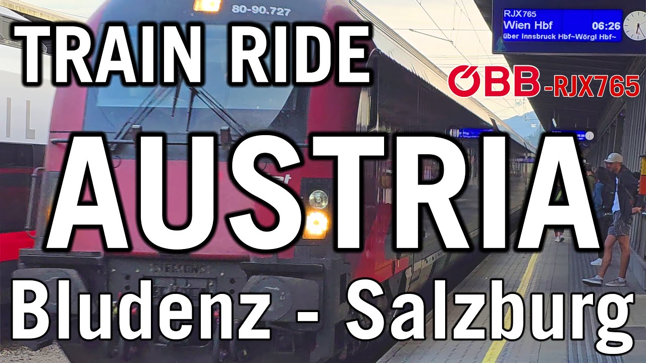 4K Panorama Zugfahrt &Ouml;BB RJX 765 von Bludenz nach Salzburg, Fahrtrichtung rechts