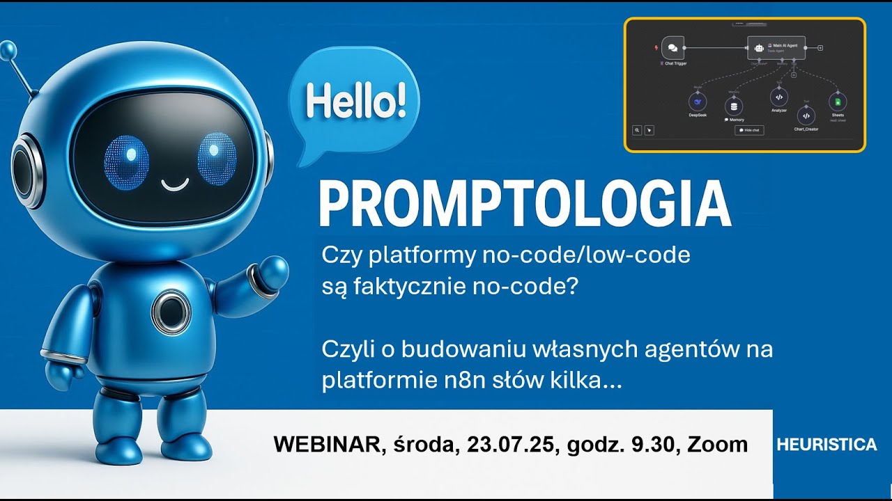 Platformy no-code/low-code na przykładzie n8n. Webinar z cyklu Promptologia (23.07.25)