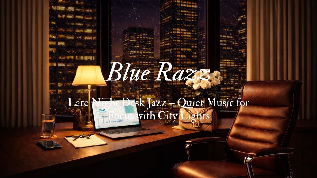 Late Night Desk Jazz – Quiet Music for Focus with City Lights