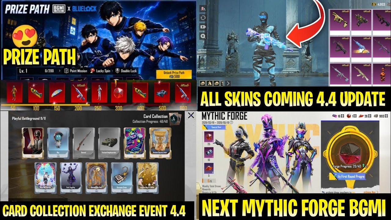 😍Bgmi Next Mythic Forge Release Date | Next Prize Path Blue Lock Confirmed | 4.4 All upgradable Skin