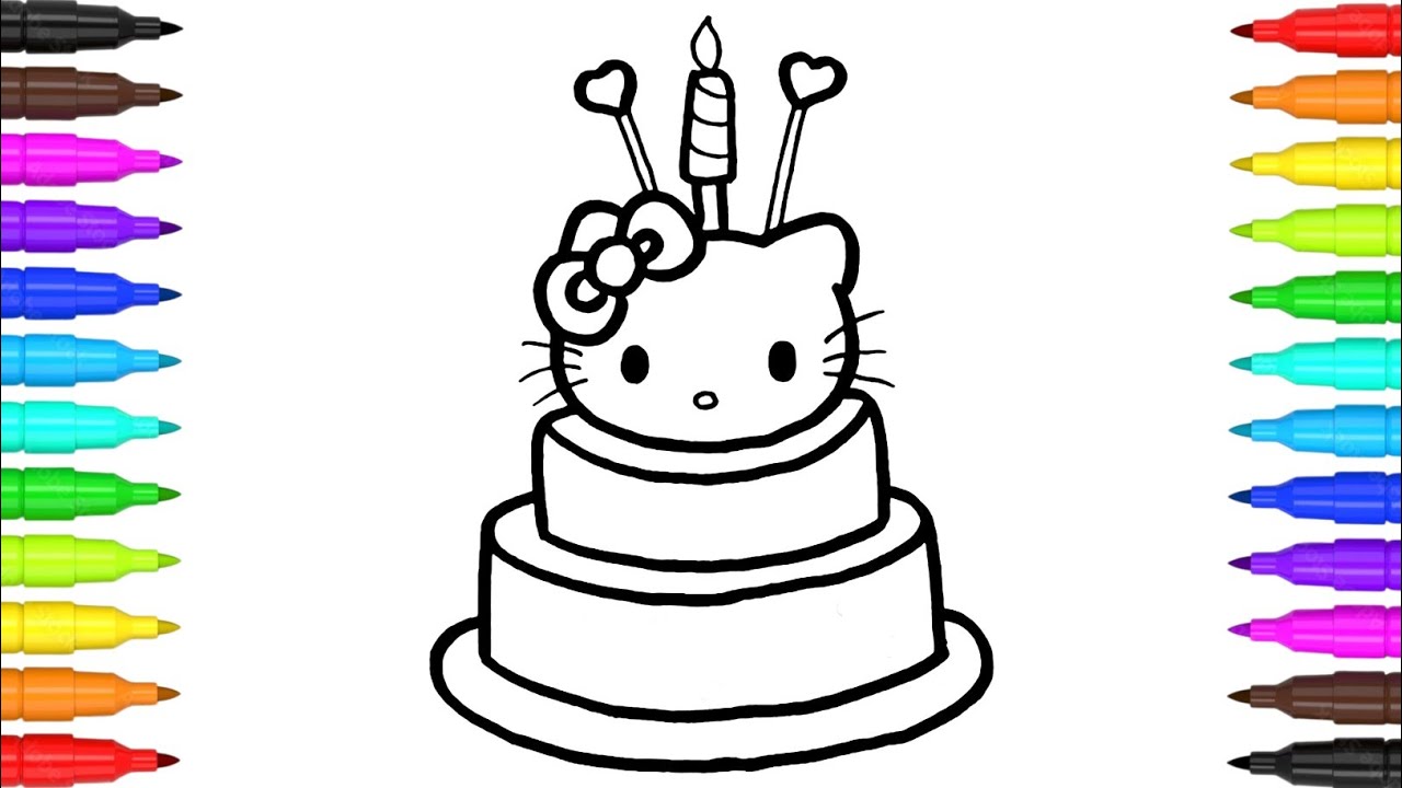 How to Draw Cute Hello Kitty Cake 🎀😸🎂❤️ for Kids | Cake Drawing and Coloring Step by Step | Easy Art