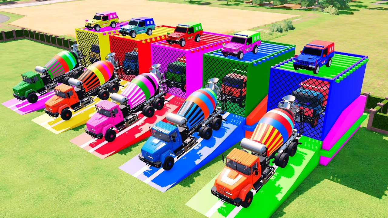 Garage with Colors - ALL GIANT MIXER TRUCK WITH EXTREME FLATBED TRAILER, MAN, RENAULT, TATRA