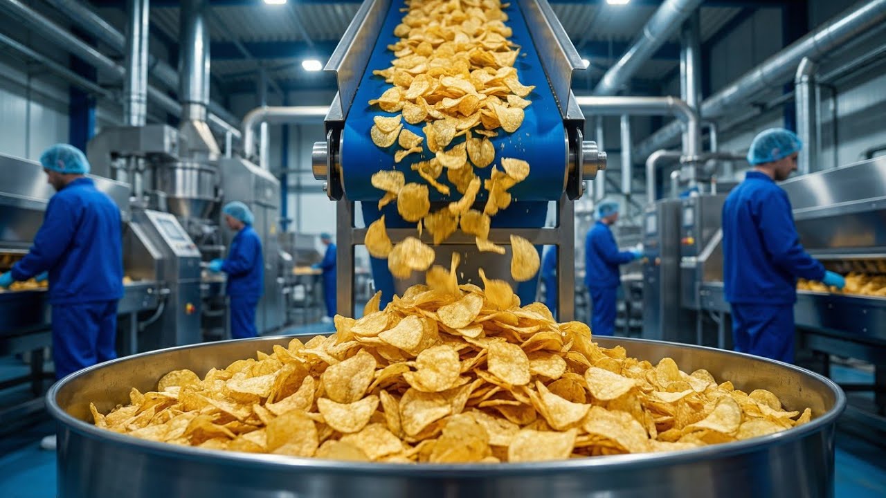 How Potato Chips Are Made — Inside a Crisps Factory (4K, Factory ASMR)