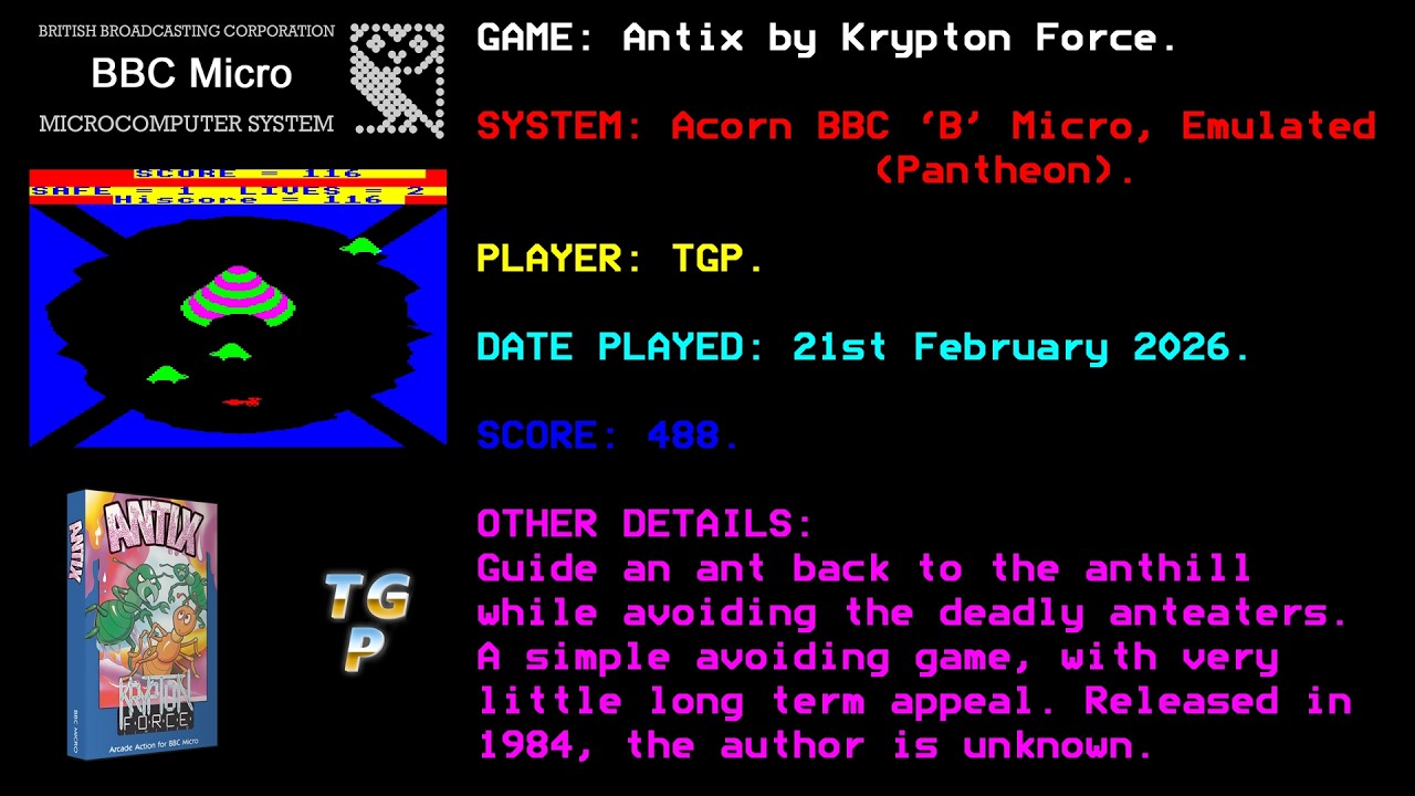 Antix   BBC   488   Final  Antix - Krypton Force - BBC Micro - Emulated (Pantheon) - 488 points.