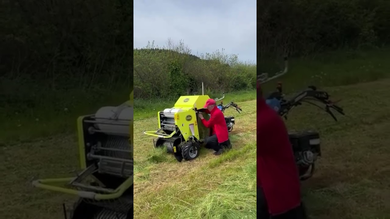 MountainPress mini round baler in action  #caeb #farming #miniroundbaler