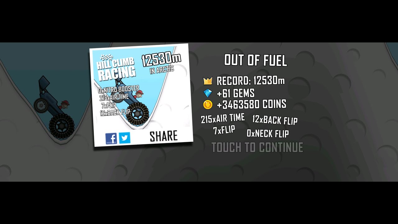 Hill Climb Racing: Garage Race Car - Arctic 12530m (New World Record!)