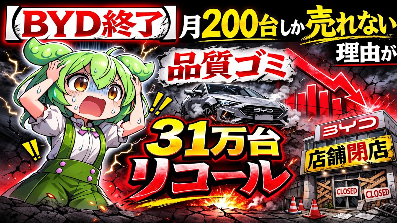 【BYD終了】月200台しか売れない理由が酷すぎた…品質ゴミ・31万台リコール・店舗閉店の真実
