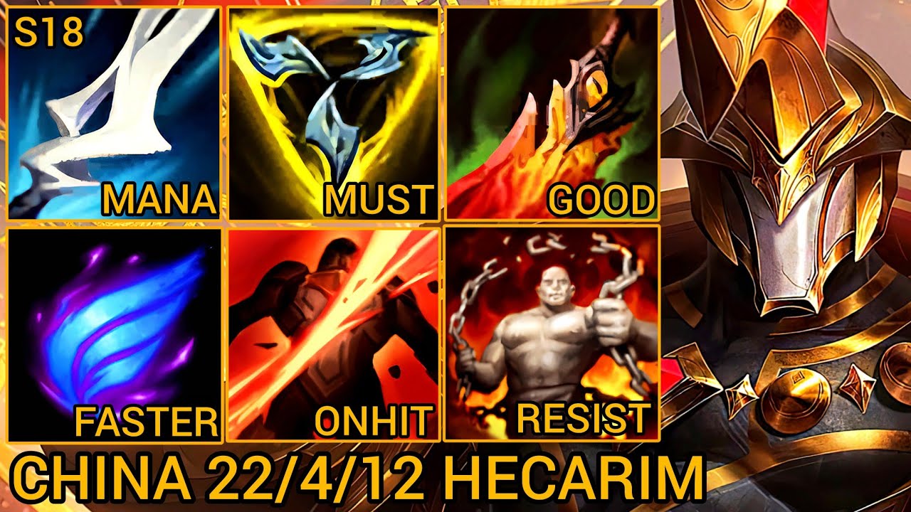 Hecarim MVP Jungle 22/4/12 - China Server Wild Rift Season 18 New Build Best Tier By Tiarty