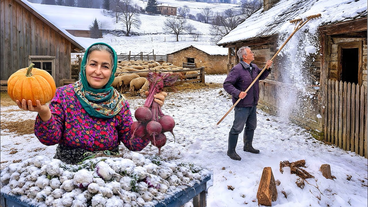A Peaceful Village Morning to Noon | Couple Winter Routine In IRAN