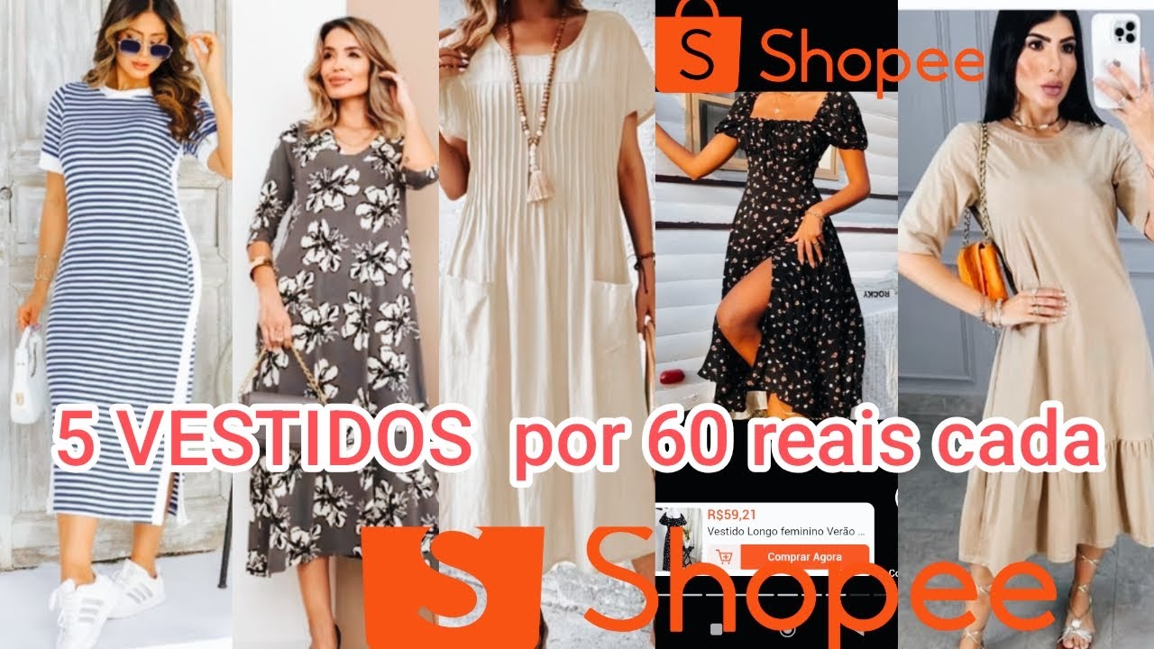 Comprinha na SHOPEE 5 VESTIDOS por 60 reais cada.