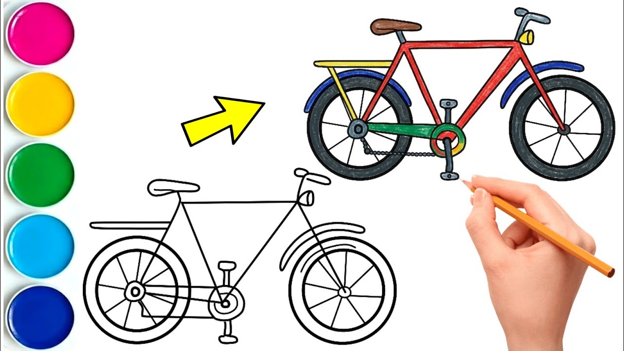 Cycle Drawing, Painting and Coloring for Kids, Toddlers | How to Draw, Paint Baics 