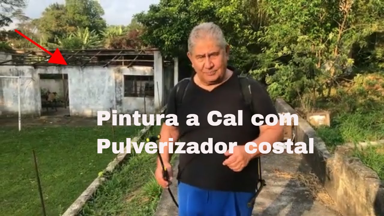 Pintando a cal com pulverizador costal