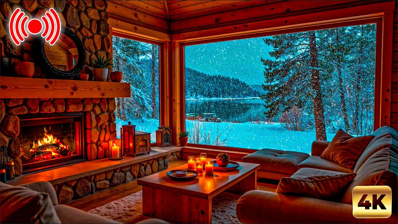 Cozy Winter Cabin with Fireplace & Snowfall ❄️ | Relaxing Winter Ambience for Sleep, Study & Relax