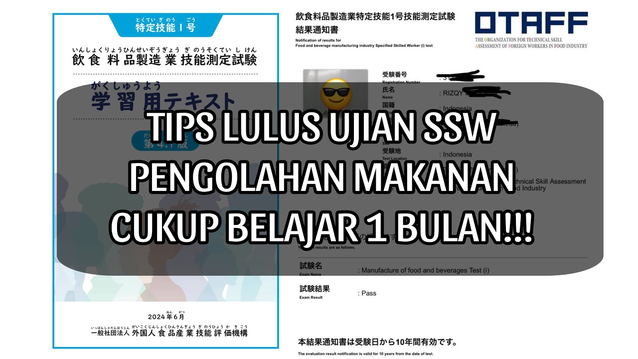 1 BULAN LULUS UJIAN SSW PENGOLAHAN MAKANAN‼️ TIPS & METODE CARA BELAJAR SSW PENGOLAHAN MAKANAN 2024