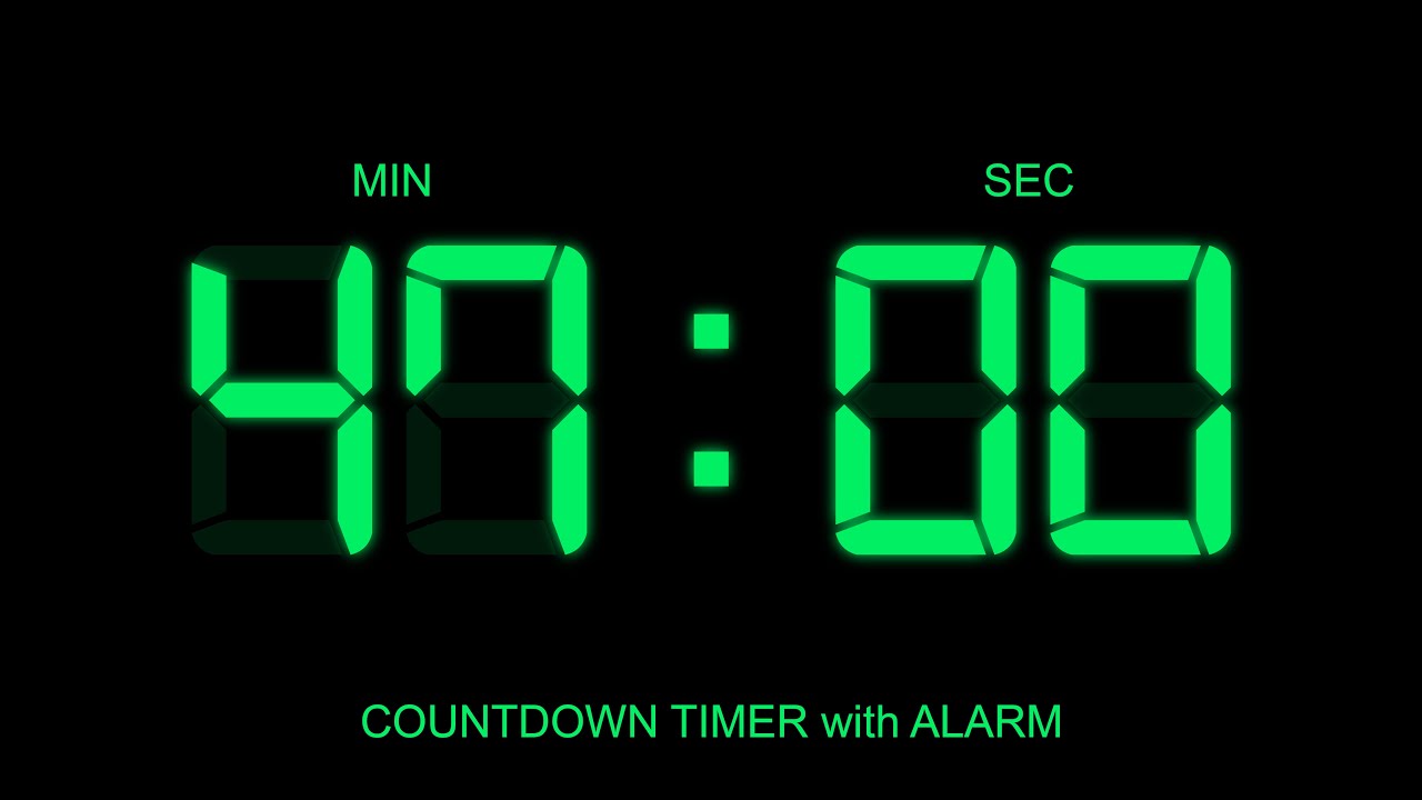 47 Minute Countdown Timer with Alarm on Start and Finish time , glowing Digital Clock Timer Free!