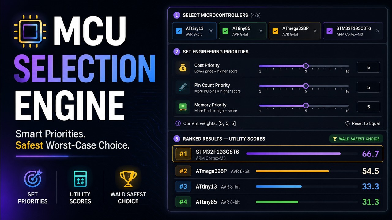 MCU Selection Engine &mdash; Microcontroller Comparison Tool