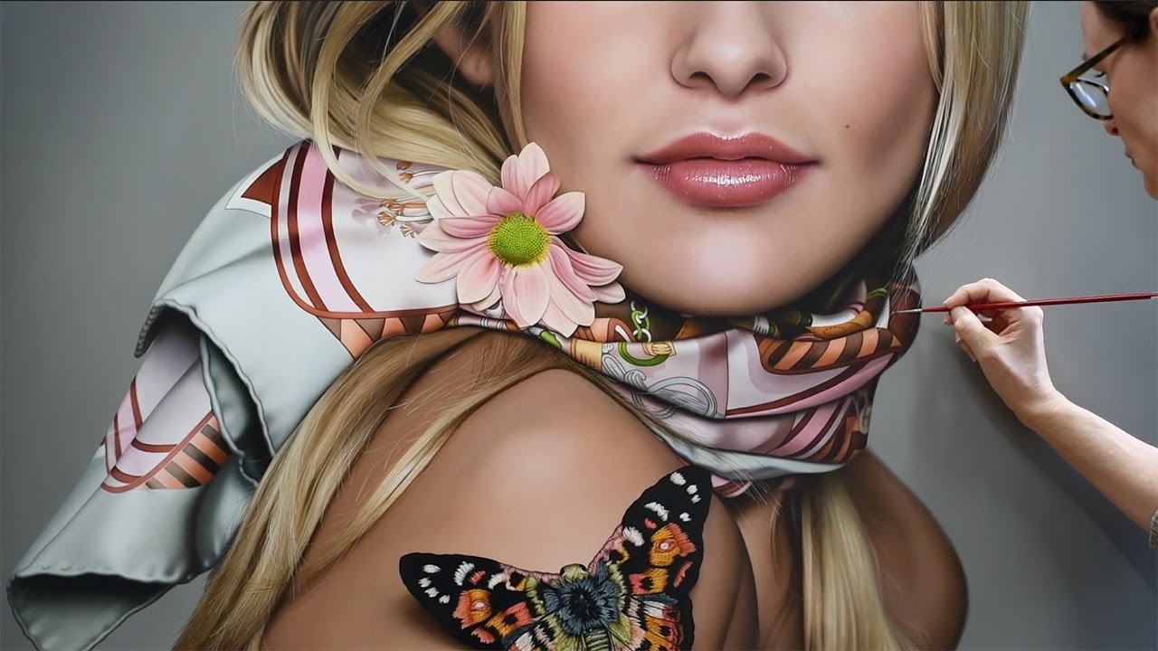 Fj&auml;ril (Butterfly)  Amazing realist oil painting, all by hand, no air-brushing.