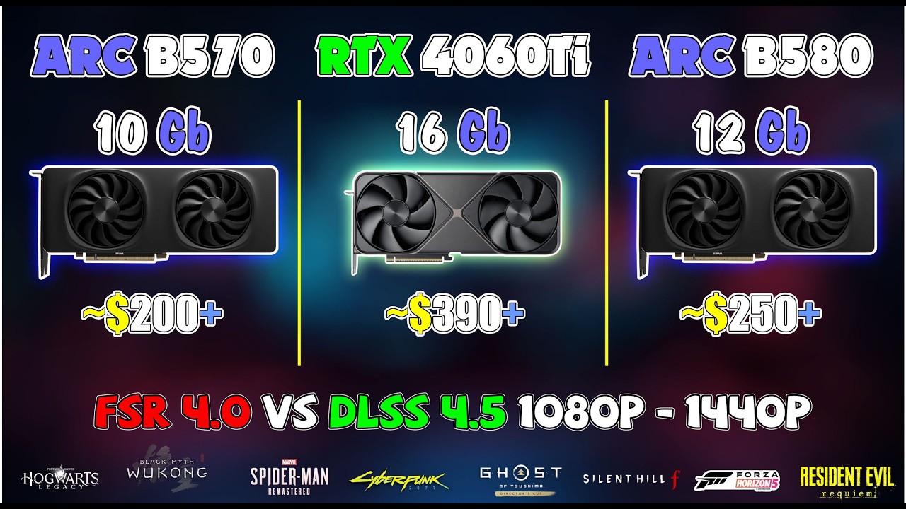 ARC B580 & B570 vs RTX 4060 Ti: XeSS 3.0 vs DLSS 4.5 Battle! (1080p/1440p Max Settings)