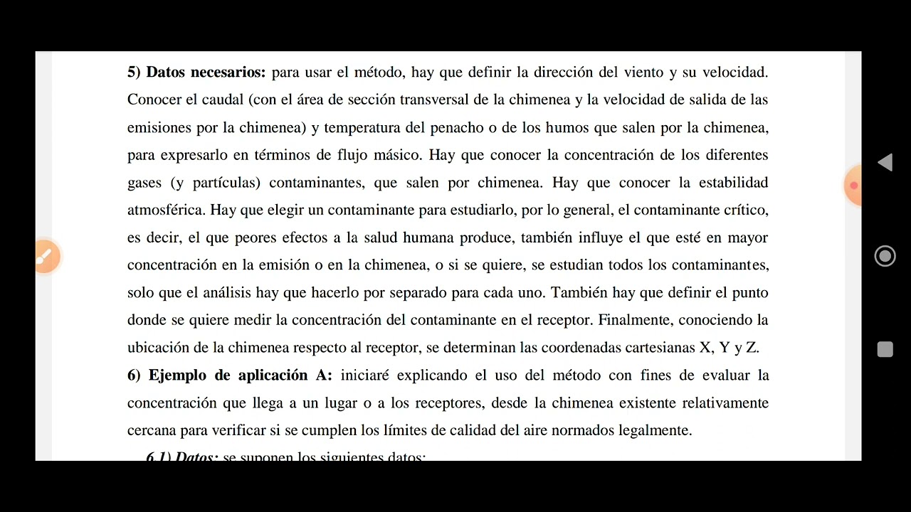Ejemplo de cálculo de dispersión de emisiones atmosféricas por el método gaussiano (ec. Sutton)