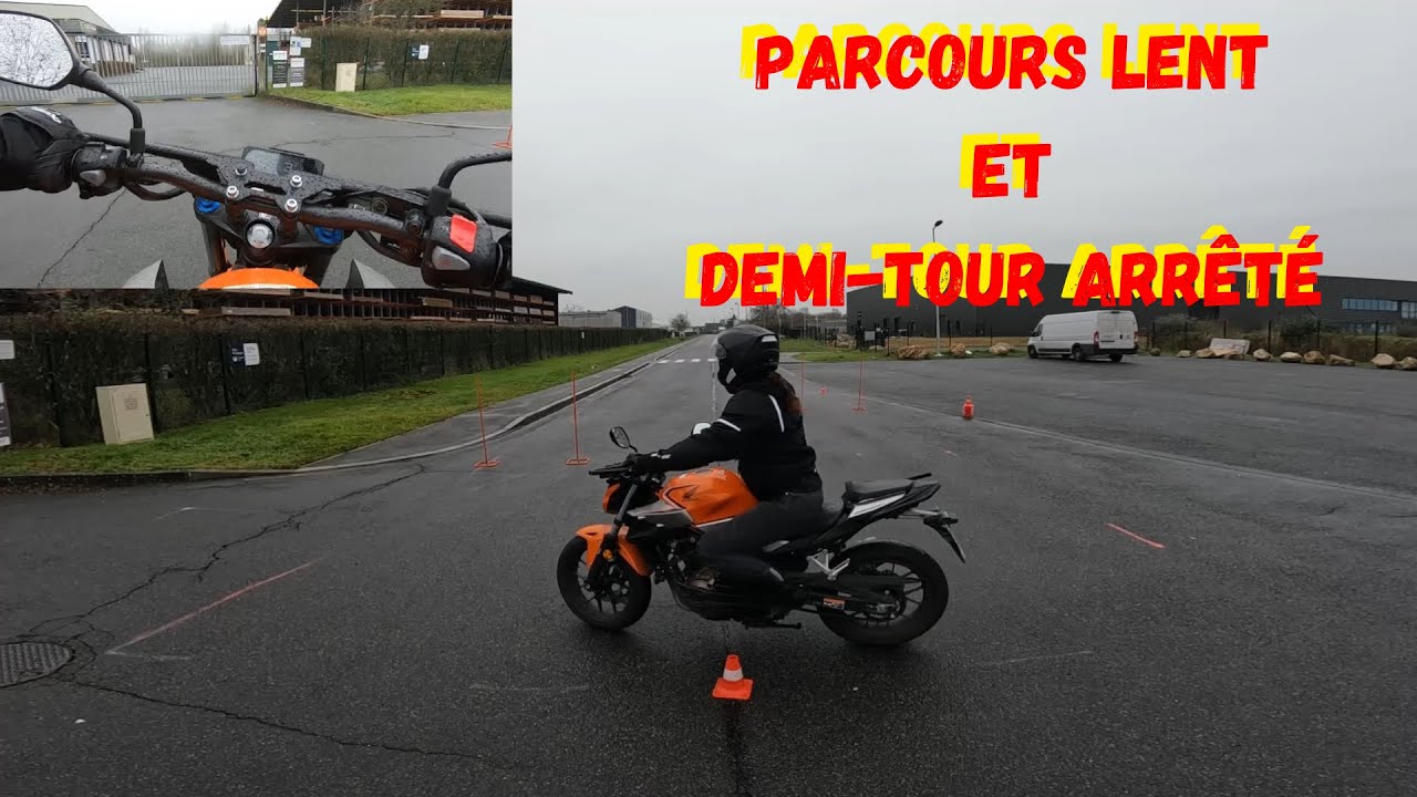 Le permis moto de Lou ange #5 Le parcours lent et demi-tour arrêté
