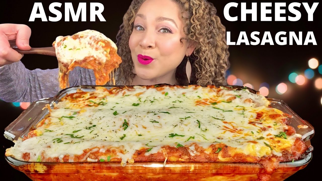 ASMR CHEESY LASAGNA @saltedcaramelasmr | LASAGNA MUKBANG| Eating Sounds