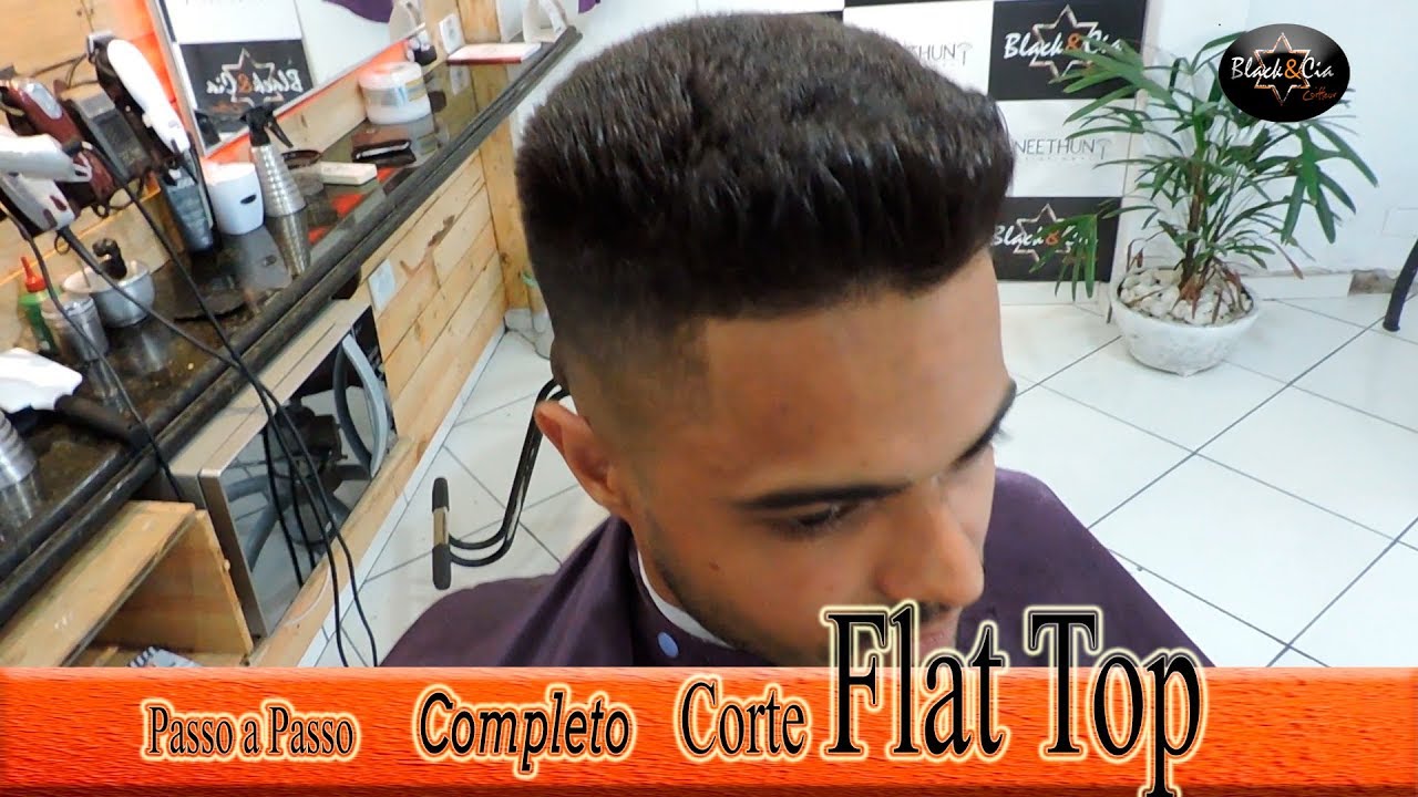 Como Cortar cabelo Quadrado- Corte masculino militar quadrado ( Flat top )  para Barbeiro iniciantes