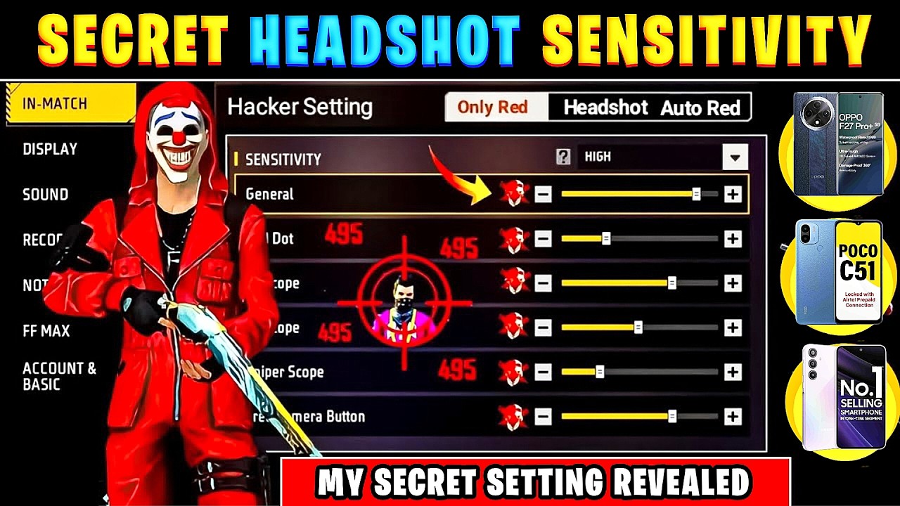 Free Fire Headshot Sensitivity 🔥 || My Personal Headshot Sensitivity Revealed ✅ || Best Headshot ...