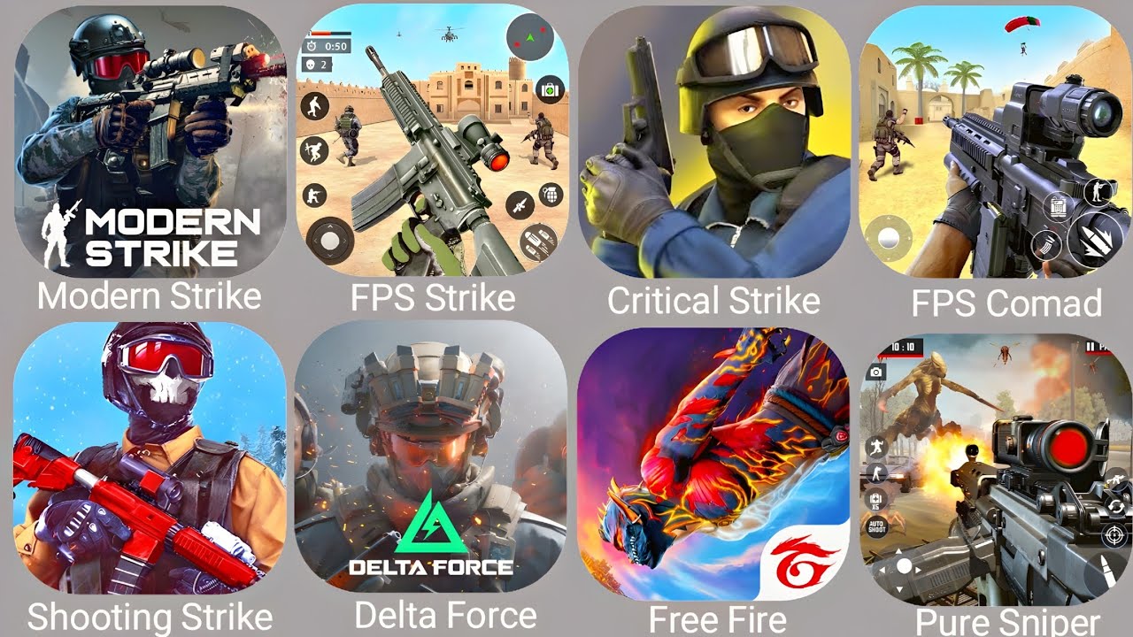 Delta Force,Battle Zone,Modern Strike,World Ware 2,Free Fire,KRAFTON,Call Of Duty,FPS Commando,FRAG