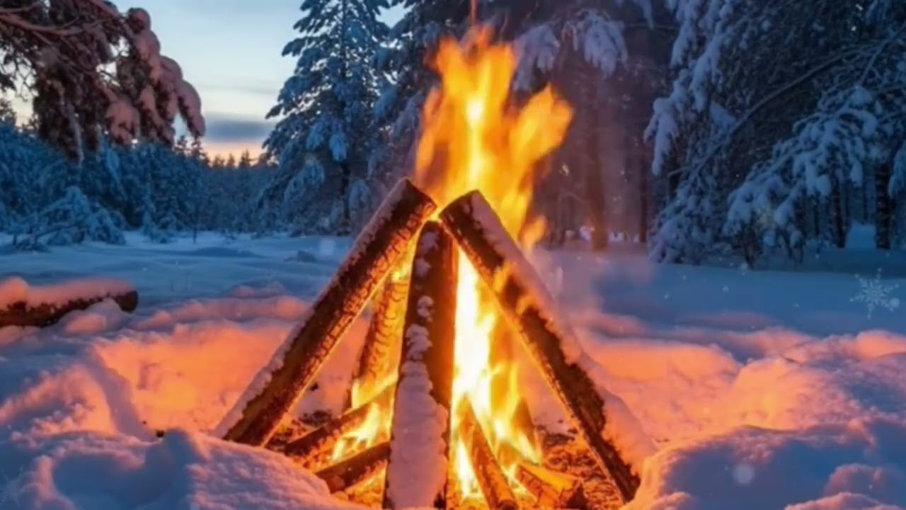 🔥Snow Falling On Fire | Snowy Ambience | Fireplace Deluxe