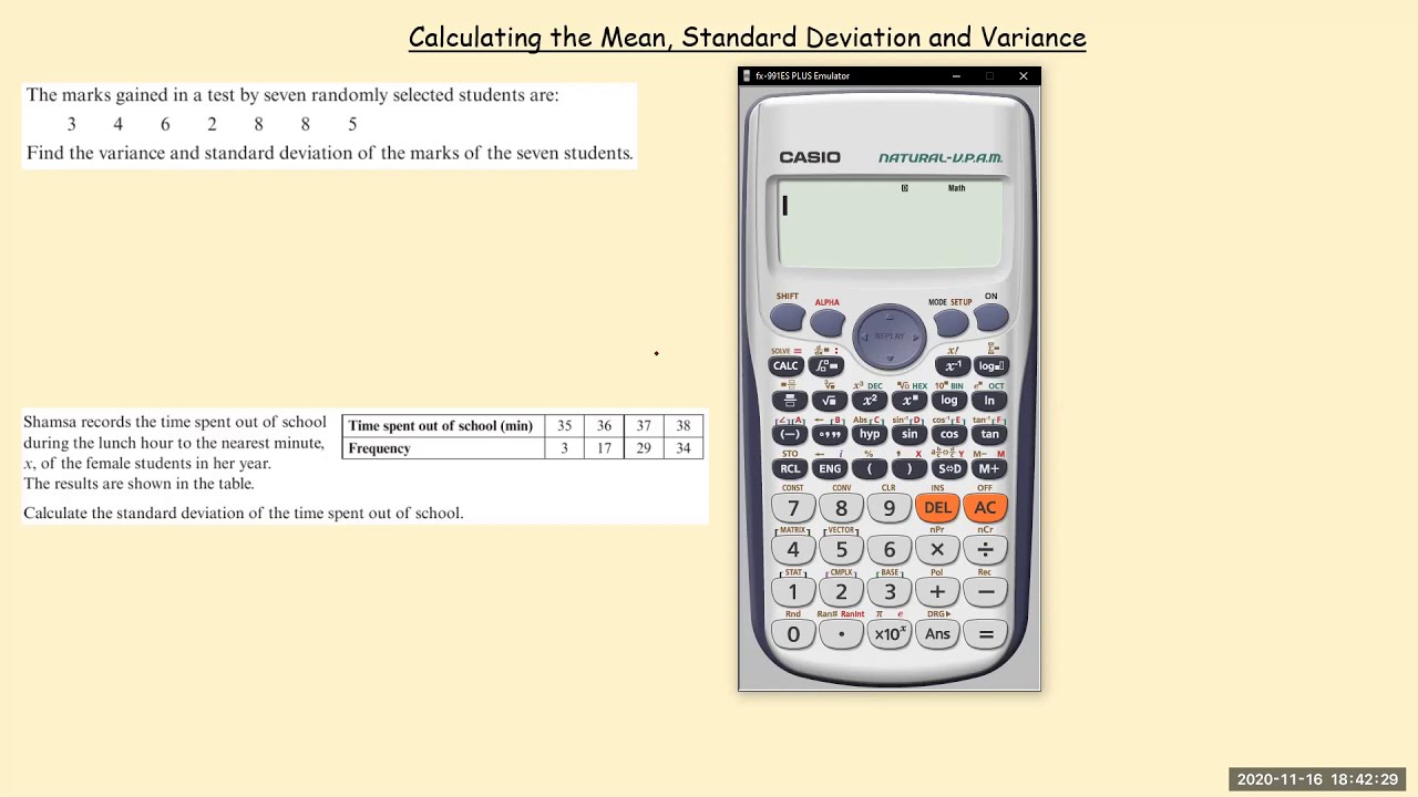 Mean and Standard Deviation Using the Casio fx-991es plus Calculator