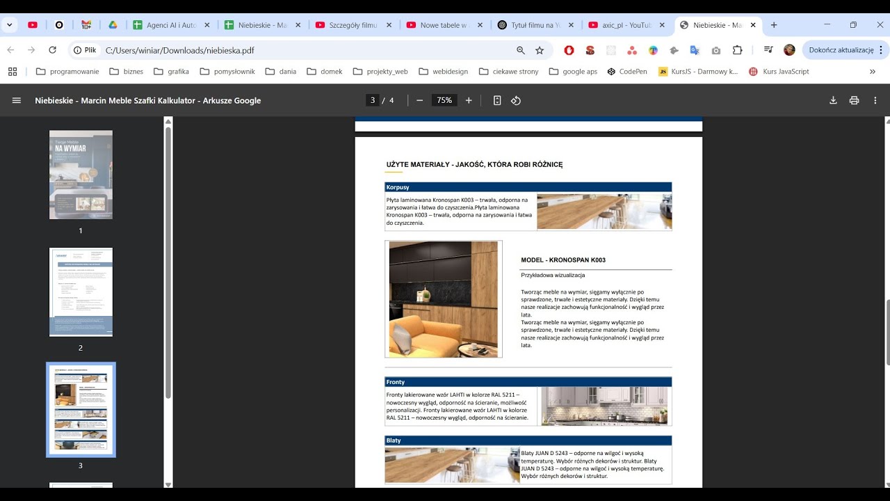 Kalkulator - szybka WYCENA MEBLI na wymiar, kuchni + generator ofert .pdf