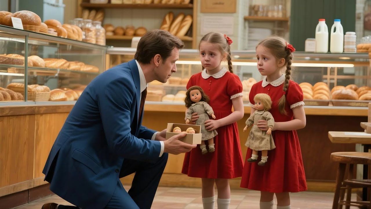 POOR TWINS ENTER BAKERY WITH DOLL BOX, BEG TO TRADE FOR BREAD AND MILK, BILLIONAIRE OVERHEARS A