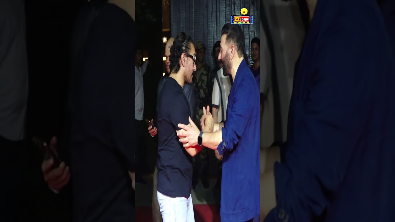 Amir Khan Spotted with Sunny Deol at the grand success party of GADAR 2 Movie