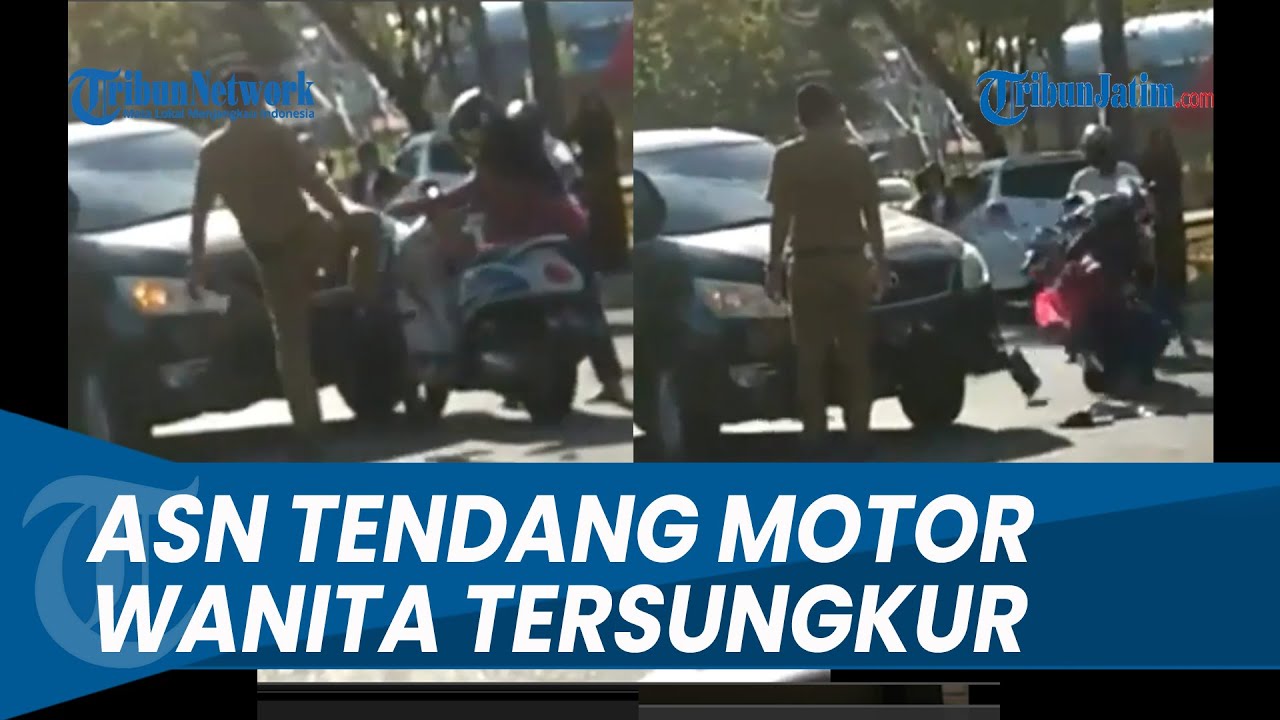 BUKANNYA BANTU DIRIKAN MOTOR JATUH, ASN Malah Tendang Motor Ibu-ibu