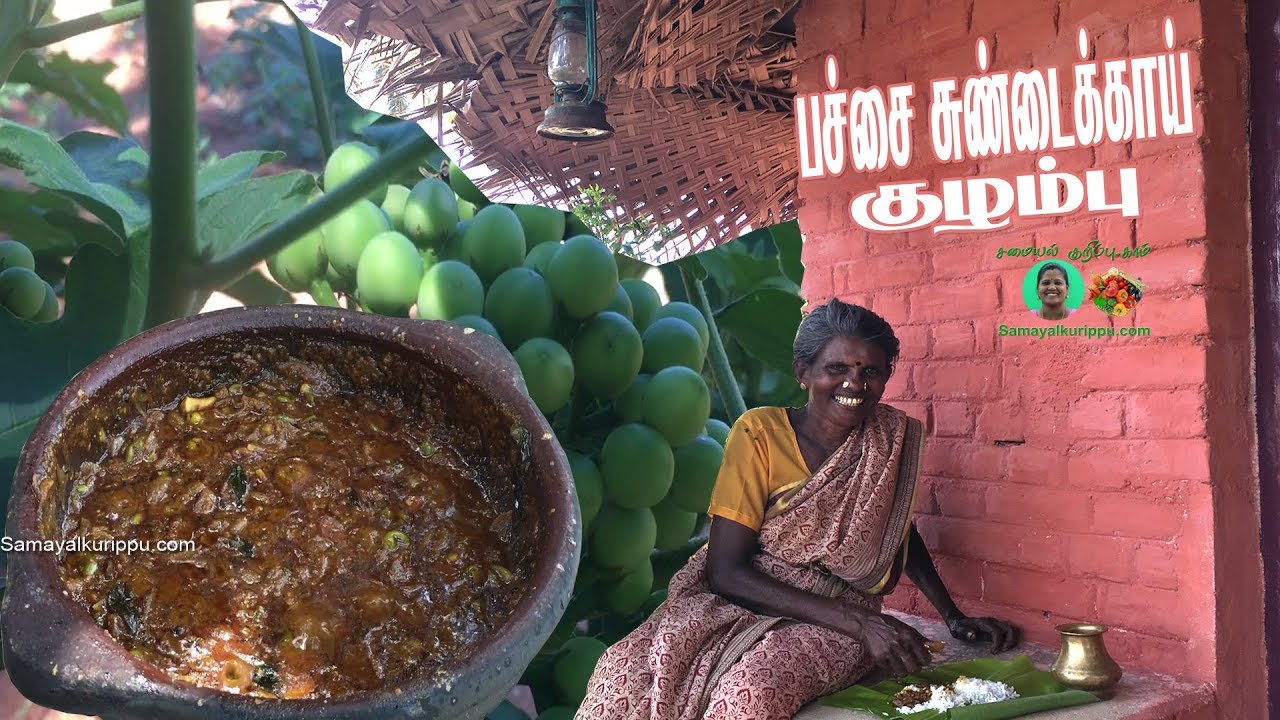 கிராமத்து சமையல் பச்சை சுண்டைக்காய் குழம்பு | My Village Food Pachai Sundakkai kuzhambu