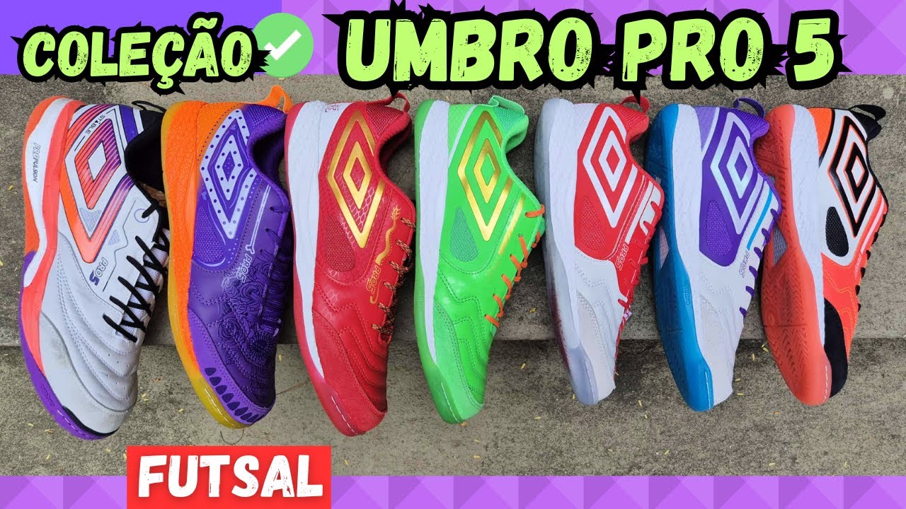 DIFÍCIL ESCOLHER SÓ UMA...😍 CHUTEIRA FUTSAL UMBRO PRO 5 BUMP, VERSÕES, CORES, MODELOS...CONFERE AI✔
