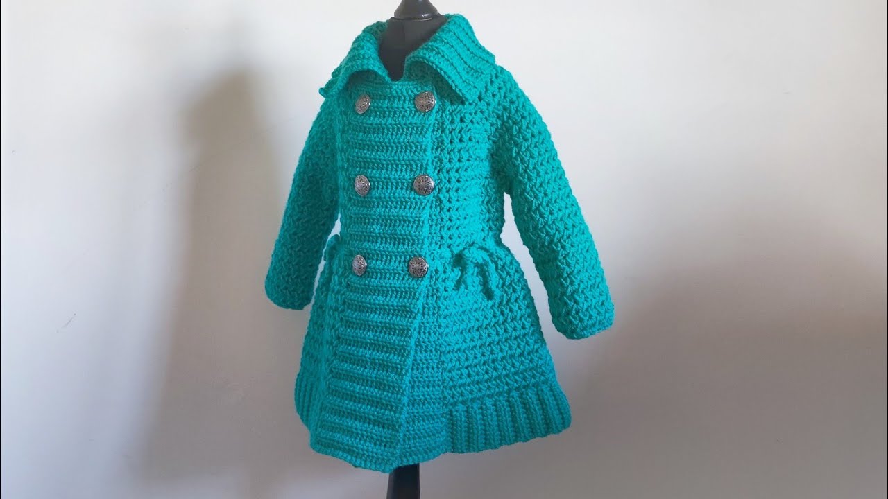 Crochet #73 How to crochet a double breasted coat / cardigan for girls /Part 1