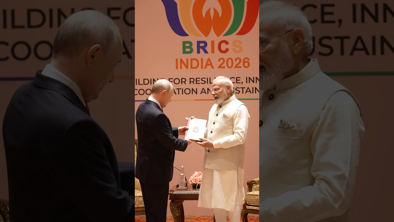 PM Modi presents a Russian translation of Thirukkural to President Putin