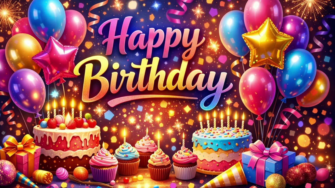 Happy Birthday 🎂 Ultra HD 4K Party Background for Smart TV | Balloons, Cake & Fireworks Screensaver