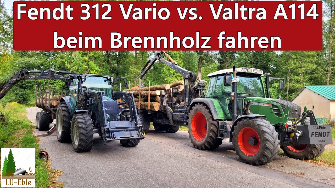 Fendt 312 Vario vs. Valtra A114 beim Brennholz fahren [Teil 2/2] | BMF 14T2Pro Rückewagen
