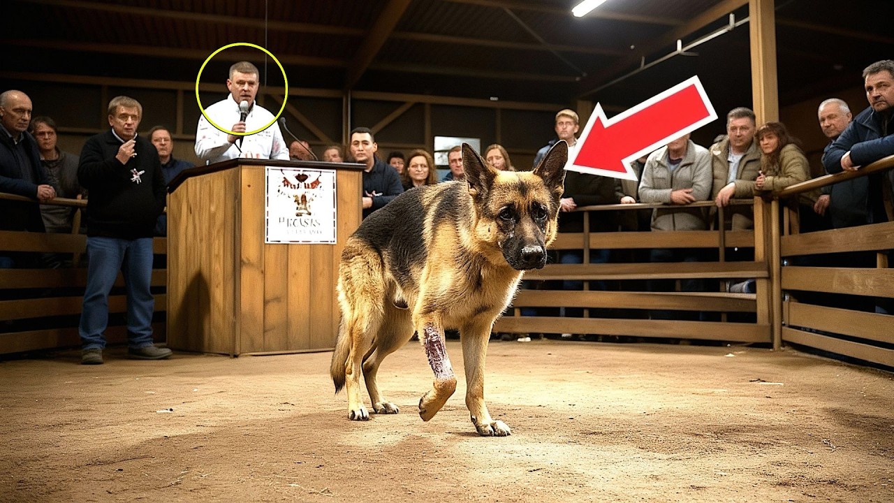 No One Bids on Injured Police Dog at Auction — Then a Quiet Stranger Raises His Hand…