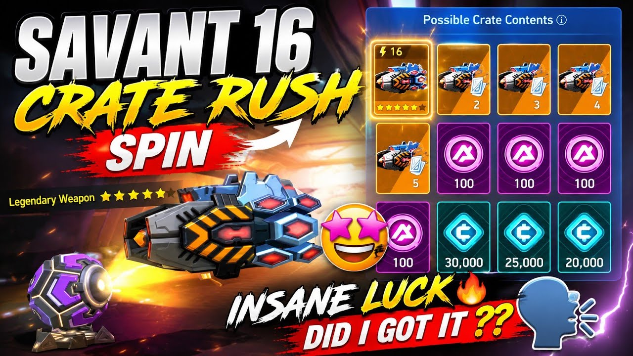 Savant 16 Crate rush Spin Mech Arena 🔥 🎊 | Insane luck 😍🥳| @BhavayMech-Arena 